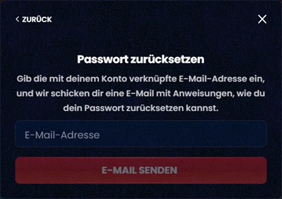 Password recovery email form